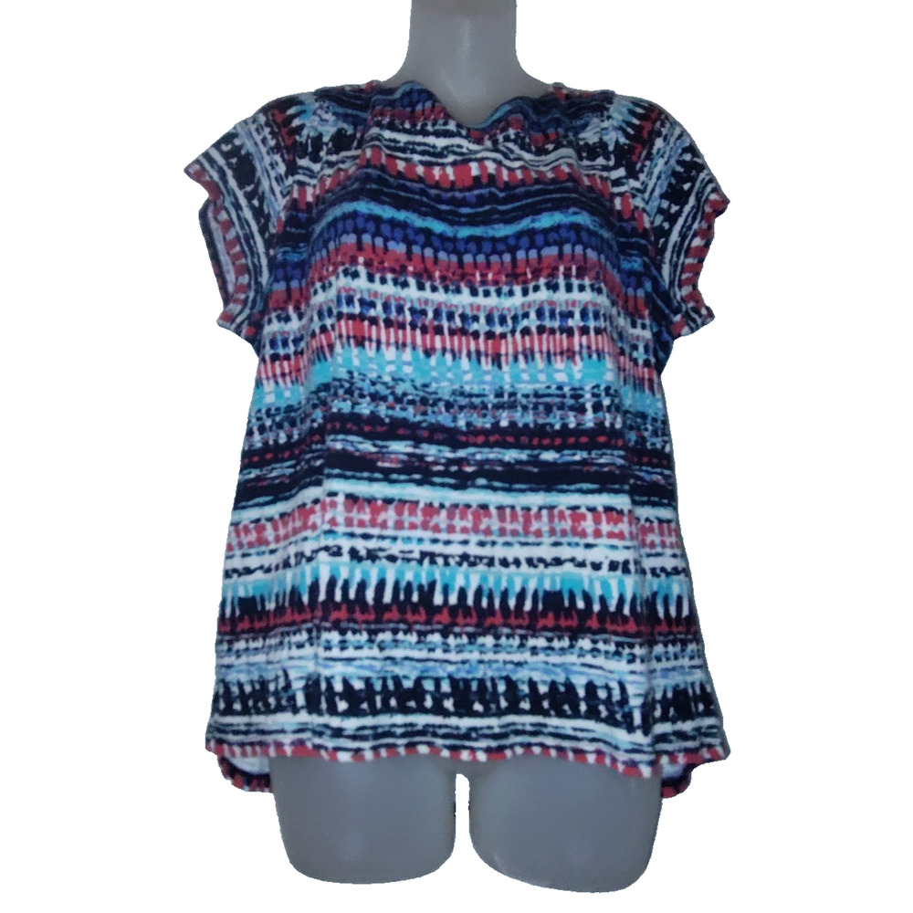 Rafaella STUDIO Women's Multicolor Short Sleeve Top Size 2X BG12